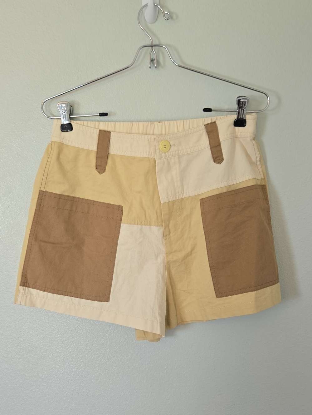 Cider | NWT Brown Patchwork Cotton Shorts Size Large